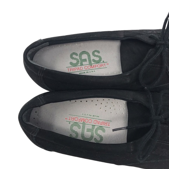 Sas Tripad Comfort Lace Up Whisper Black Oxford Suede Shoes Women Sz 7 N - Picture 3 of 8